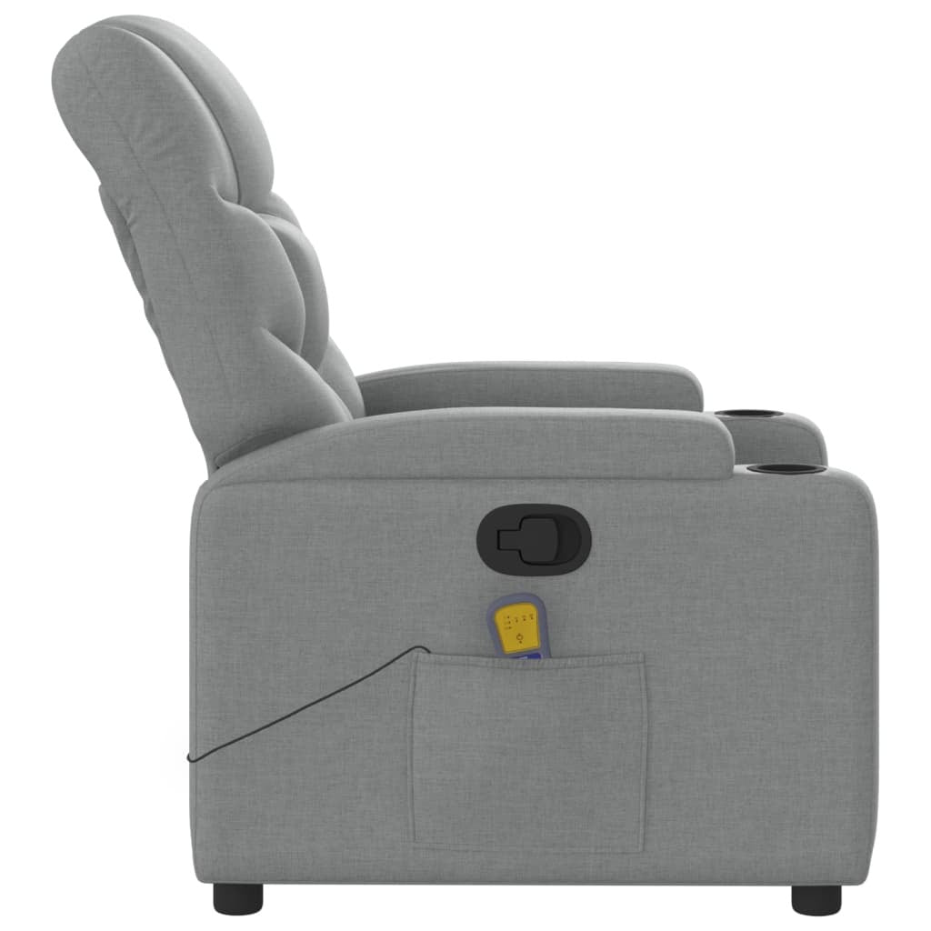 vidaXL Massage Recliner Chair Light Gray Fabric