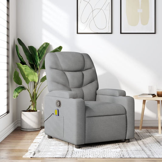 vidaXL Massage Recliner Chair Light Gray Fabric