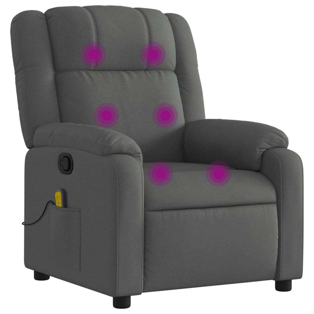 vidaXL Massage Recliner Chair Dark Gray Fabric