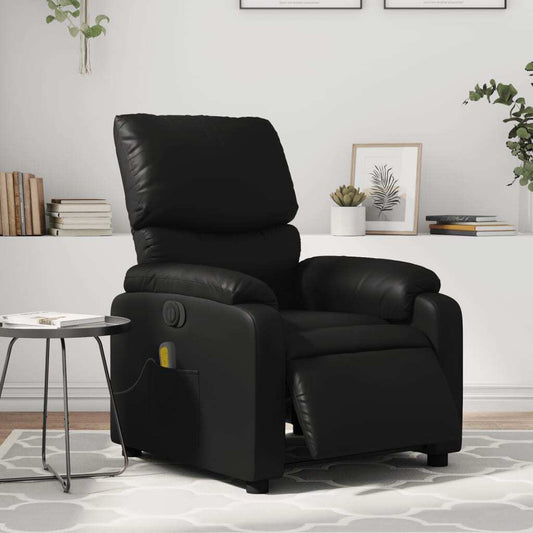 vidaXL Electric Massage Recliner Chair Black Faux Leather