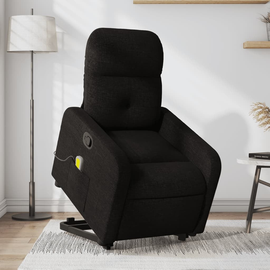 vidaXL Stand up Massage Recliner Chair Black Fabric