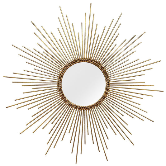 26 Round Gold Metal Sunburst Framed Wall Mirror