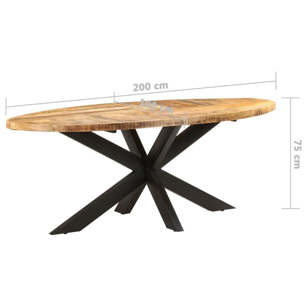 vidaXL Dining Table Oval 78.7"x39.4"x29.5" Rough Mango Wood