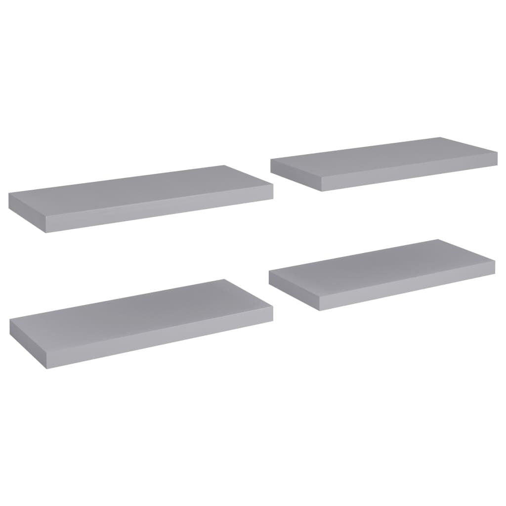 vidaXL Floating Wall Shelves 4 pcs Gray 23.6"x9.3"x1.5" MDF