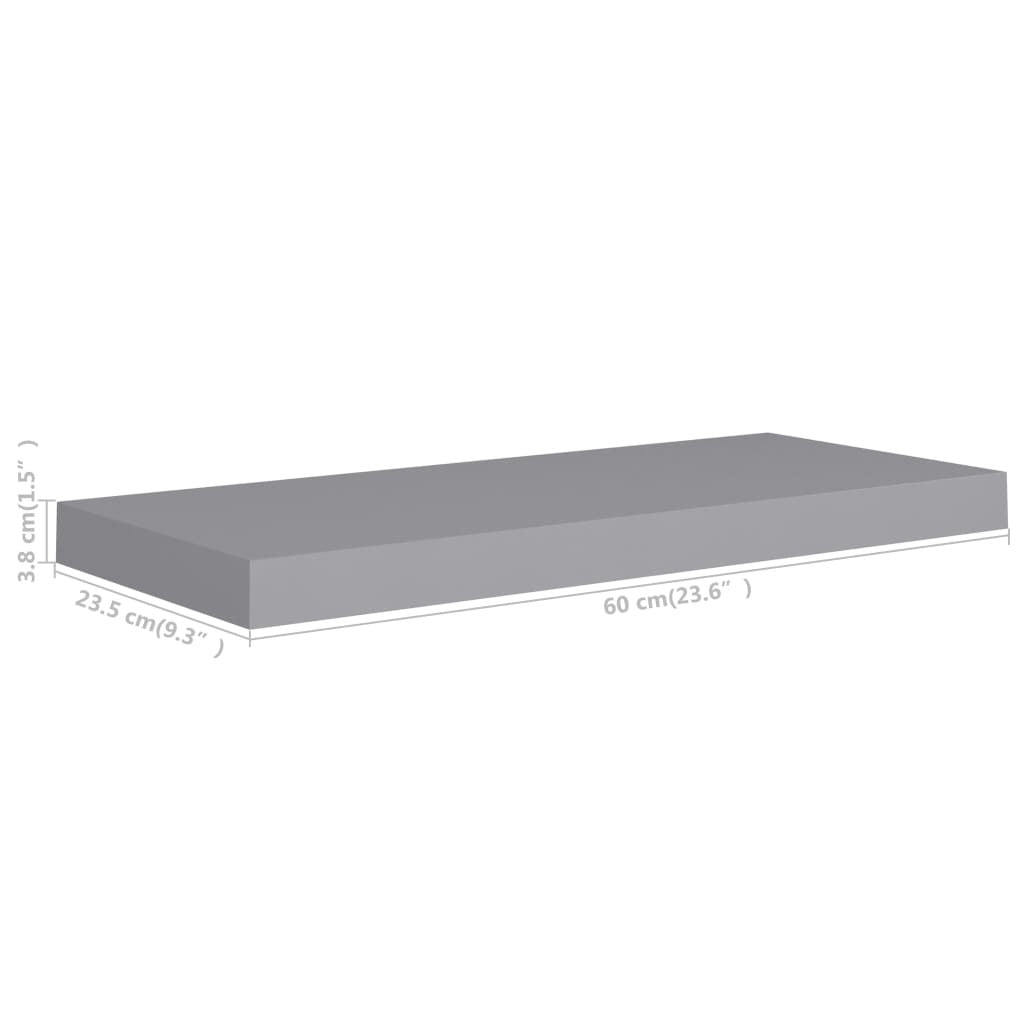 vidaXL Floating Wall Shelves 4 pcs Gray 23.6"x9.3"x1.5" MDF