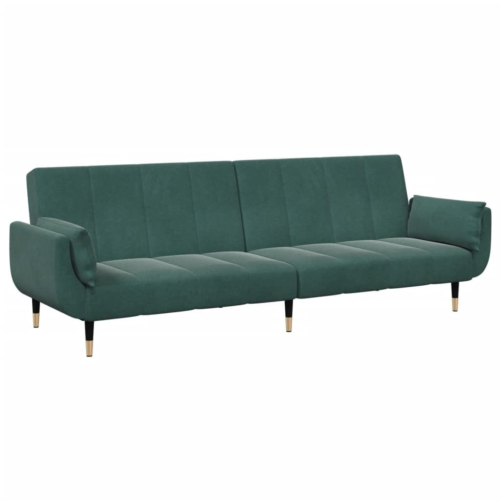 vidaXL 2-Seater Sofa Bed with Footstool Dark Green Velvet