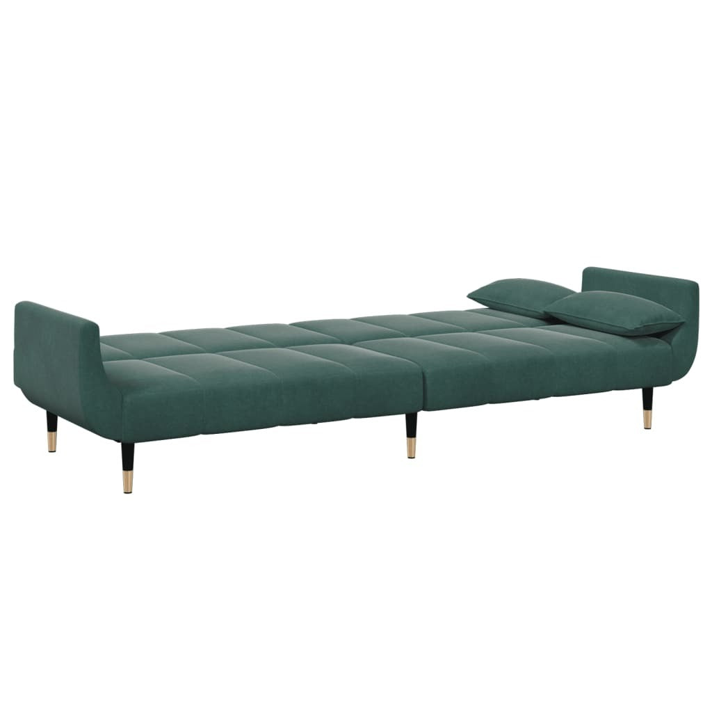 vidaXL 2-Seater Sofa Bed with Footstool Dark Green Velvet