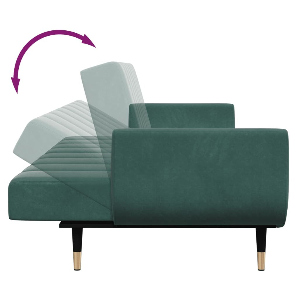 vidaXL 2-Seater Sofa Bed with Footstool Dark Green Velvet