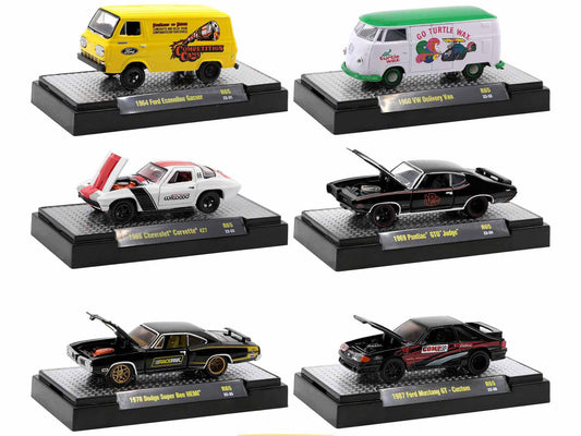 "Detroit Muscle" Set of 6 Cars IN DISPLAY CASES Release 65 Limited Edition 1/64 Diecast Model Cars by M2 Machines-0