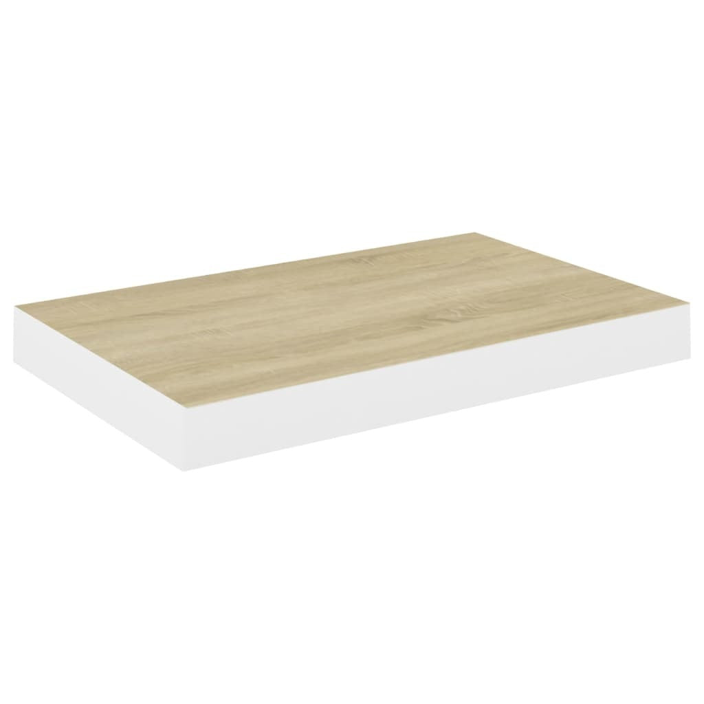 vidaXL Floating Wall Shelves 2 pcs Oak and White 15.7"x9.1"x1.5" MDF