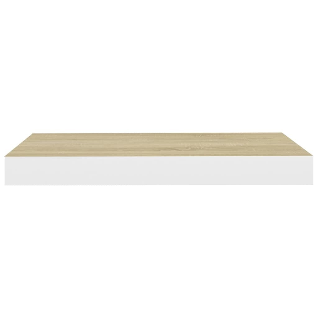 vidaXL Floating Wall Shelves 2 pcs Oak and White 15.7"x9.1"x1.5" MDF