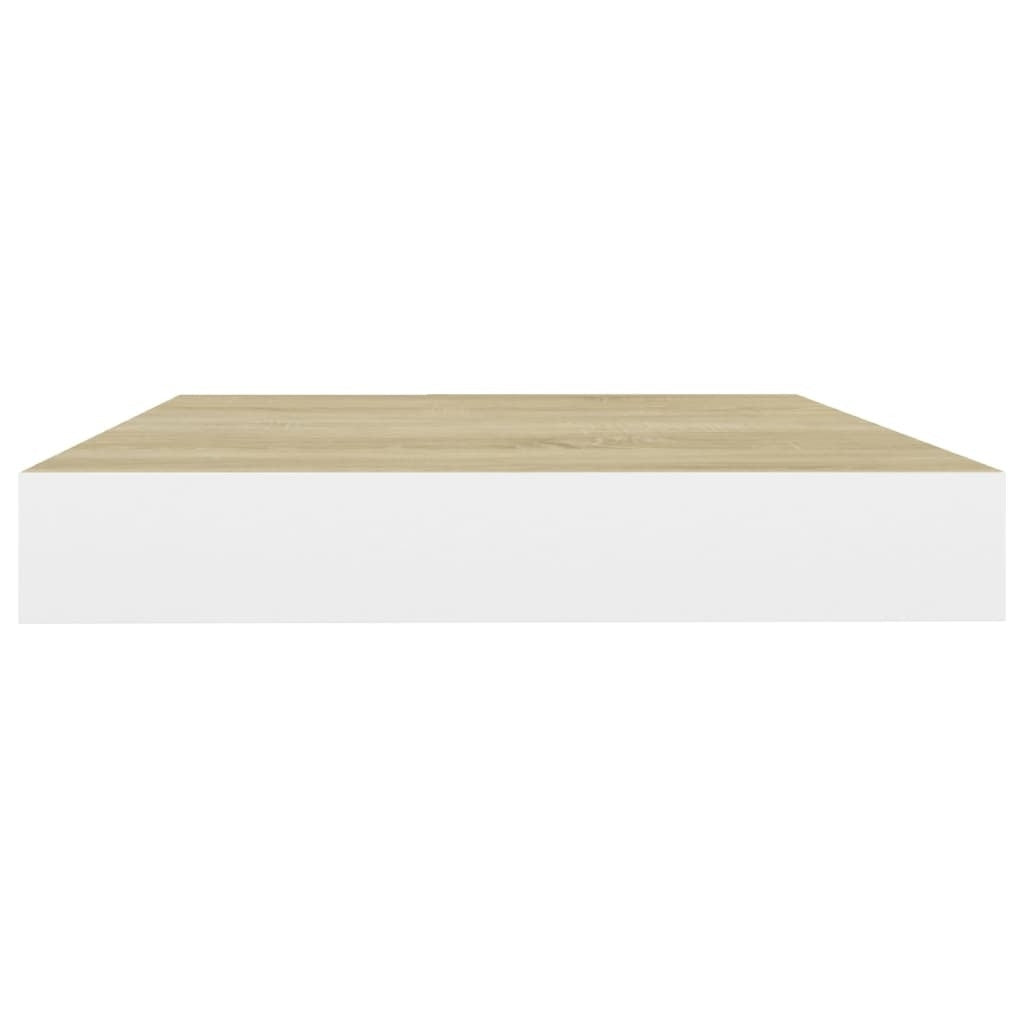 vidaXL Floating Wall Shelves 2 pcs Oak and White 15.7"x9.1"x1.5" MDF