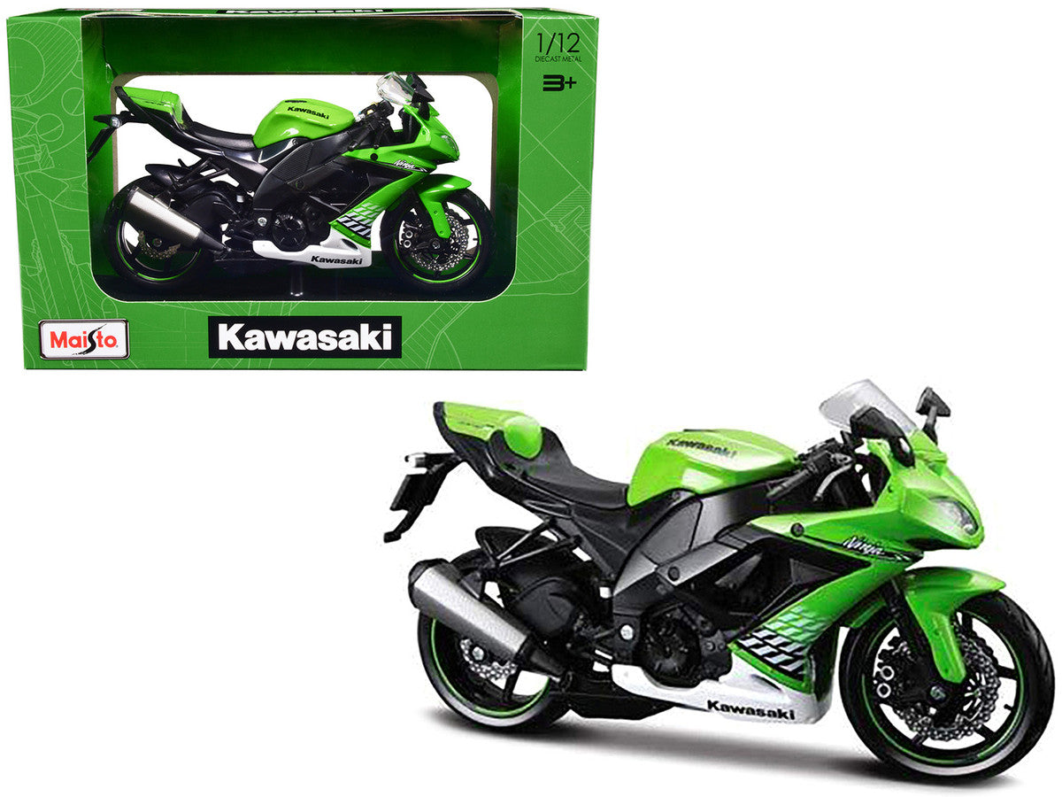 2010 Kawasaki Ninja ZX-10R Green with Plastic Display Stand 1/12 Diecast Motorcycle Model by Maisto-2