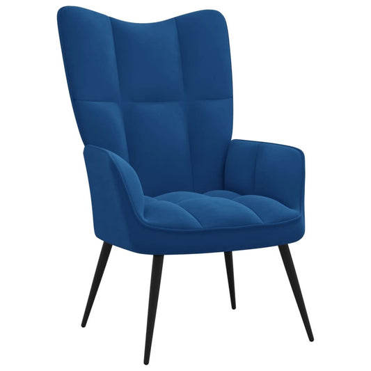 vidaXL Relaxing Chair Blue Velvet