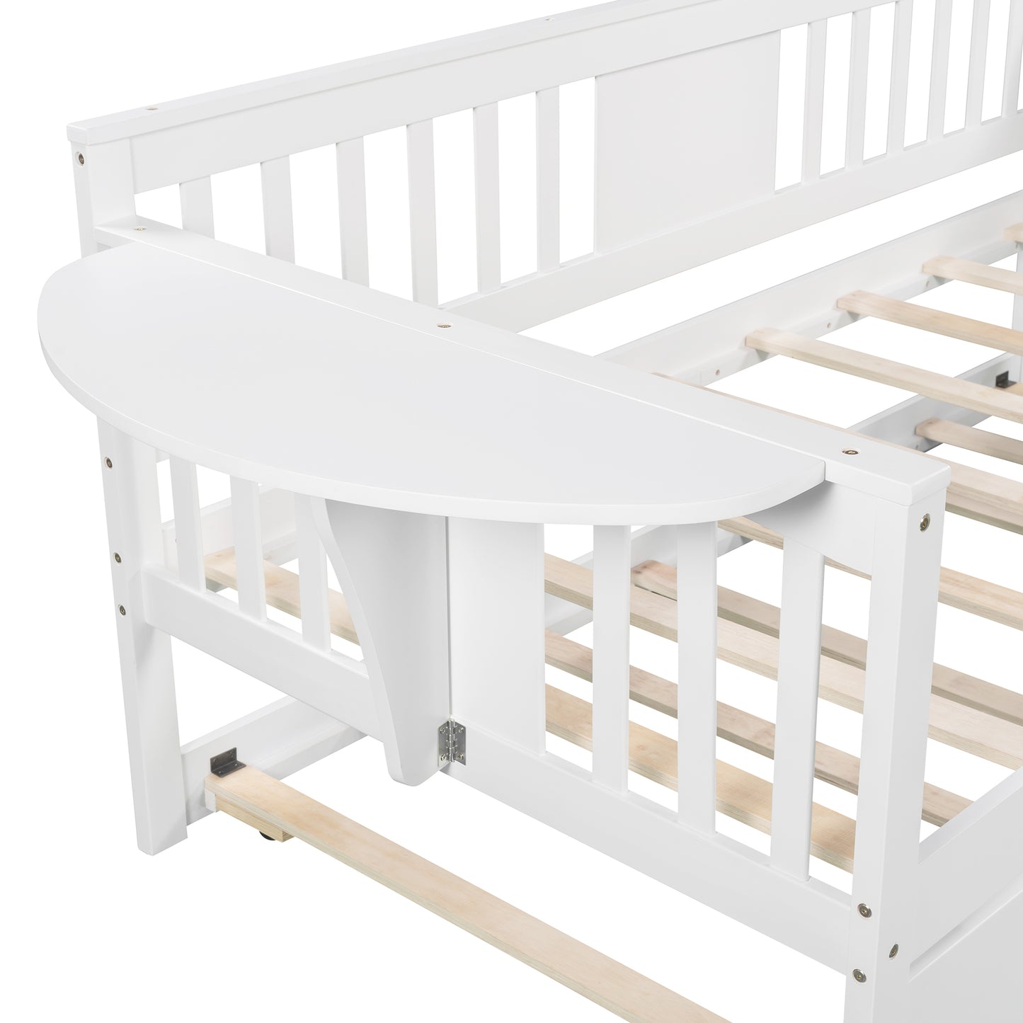 Twin Wooden Daybed with Trundle Bed  , Sofa Bed for Bedroom Living Room, White