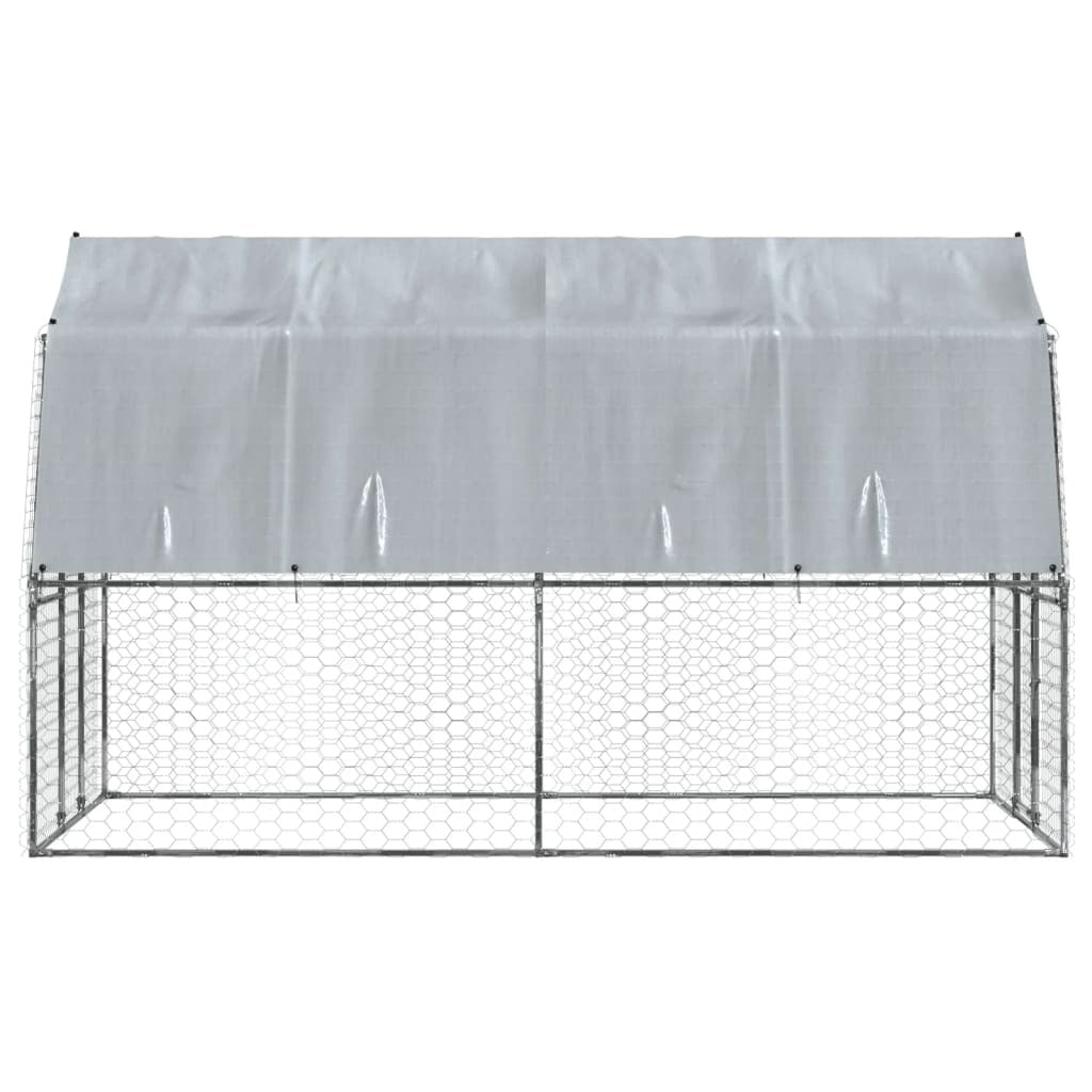 vidaXL Dog Cage with Roof and Door Silver Galvanized Steel