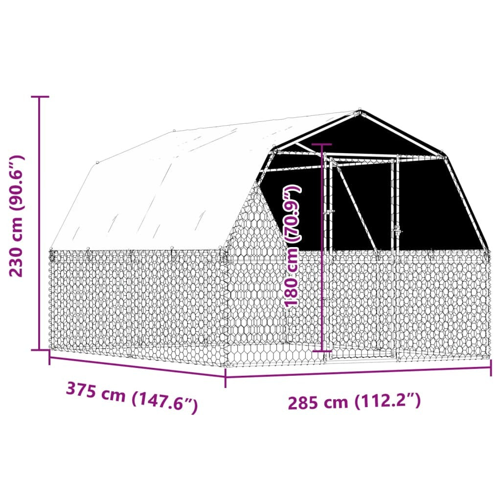 vidaXL Dog Cage with Roof and Door Silver Galvanized Steel