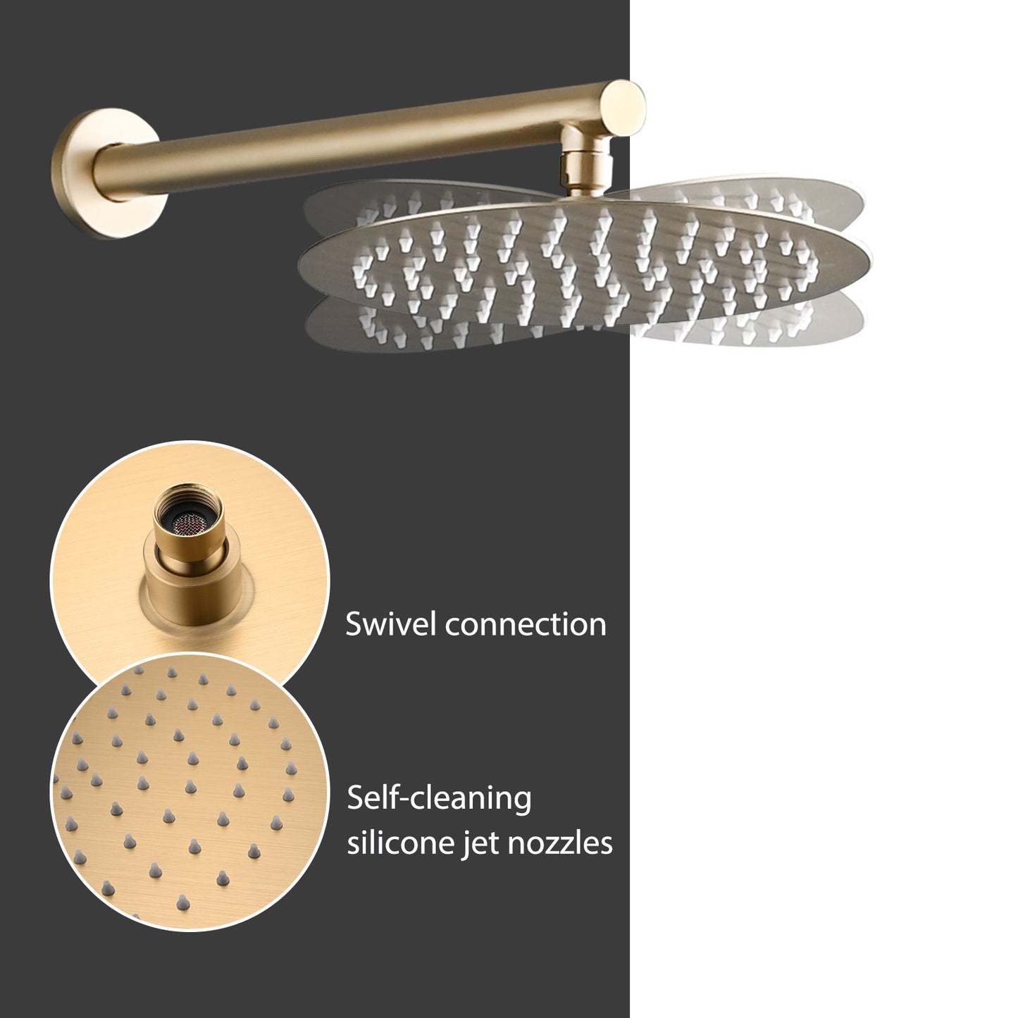 10 Inches Wall Mounted Shower with High Pressure Rain Shower Head and 5-Function Handheld Shower Head