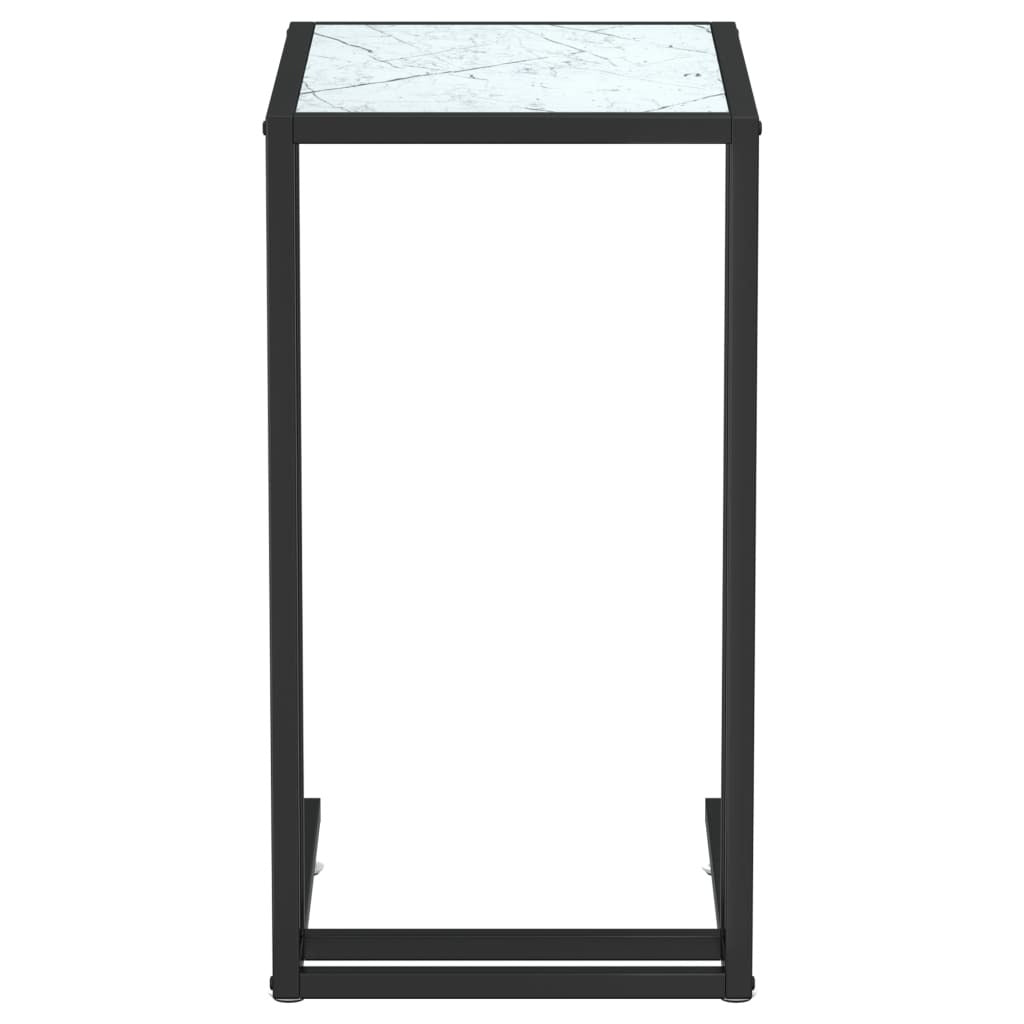 vidaXL Computer Side Table White Marble 19.7"x13.8"x25.6" Tempered Glass