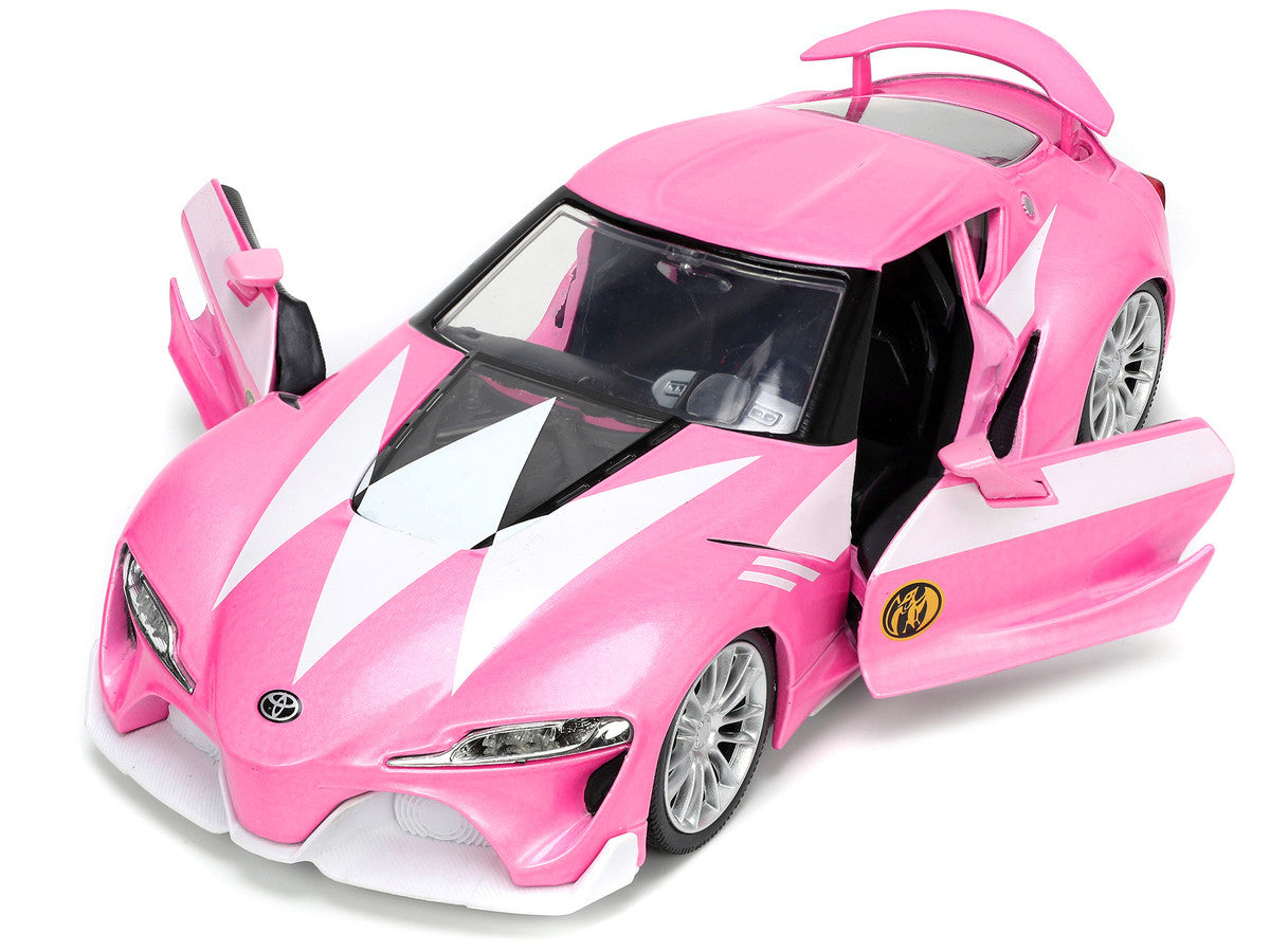 Toyota FT-1 Concept Pink Metallic and Pink Ranger Diecast Figurine "Power Rangers" "Hollywood Rides" Series 1/24 Diecast Model Car by Jada-1