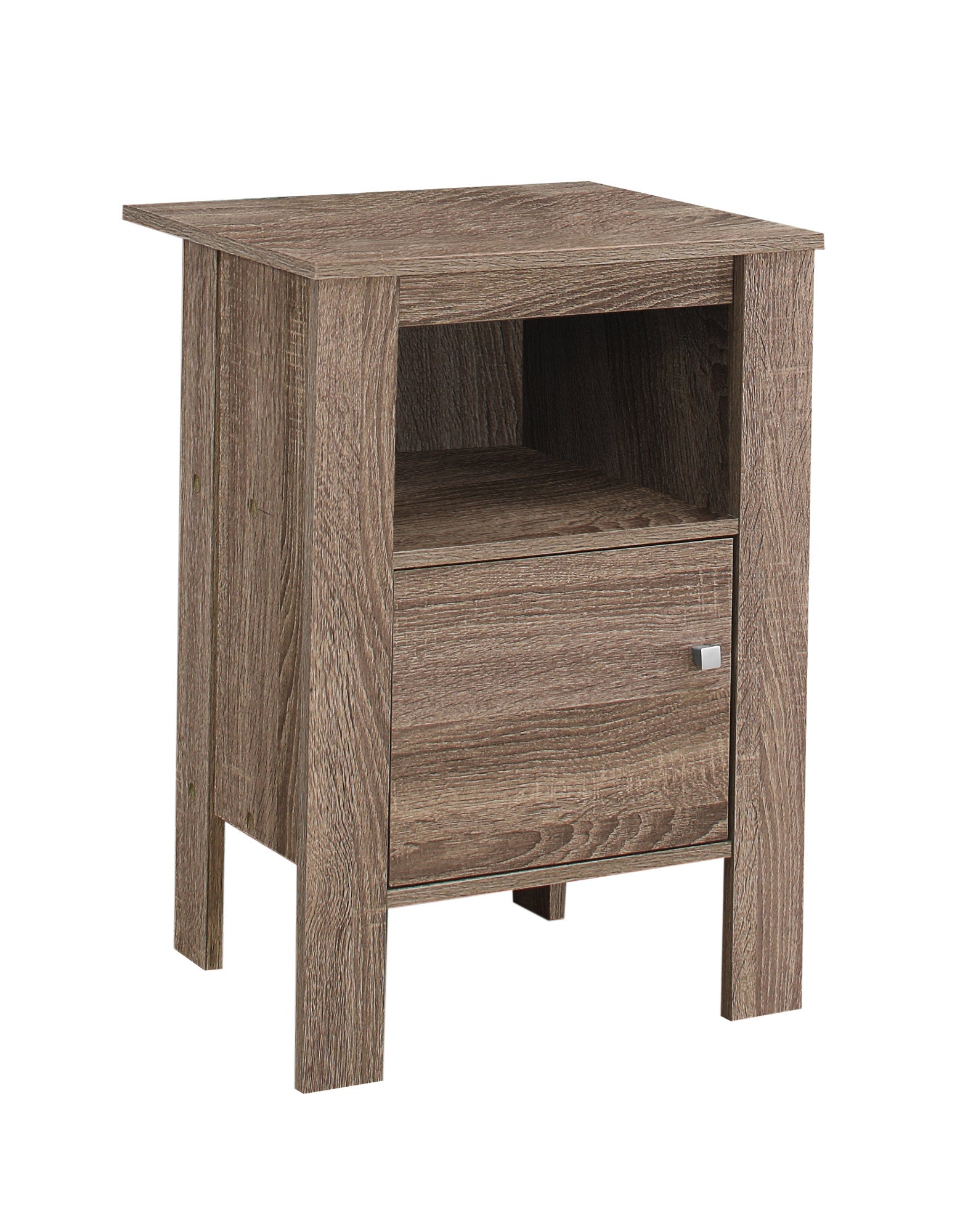 24" Deep Taupe Wood End Table With Shelf-0