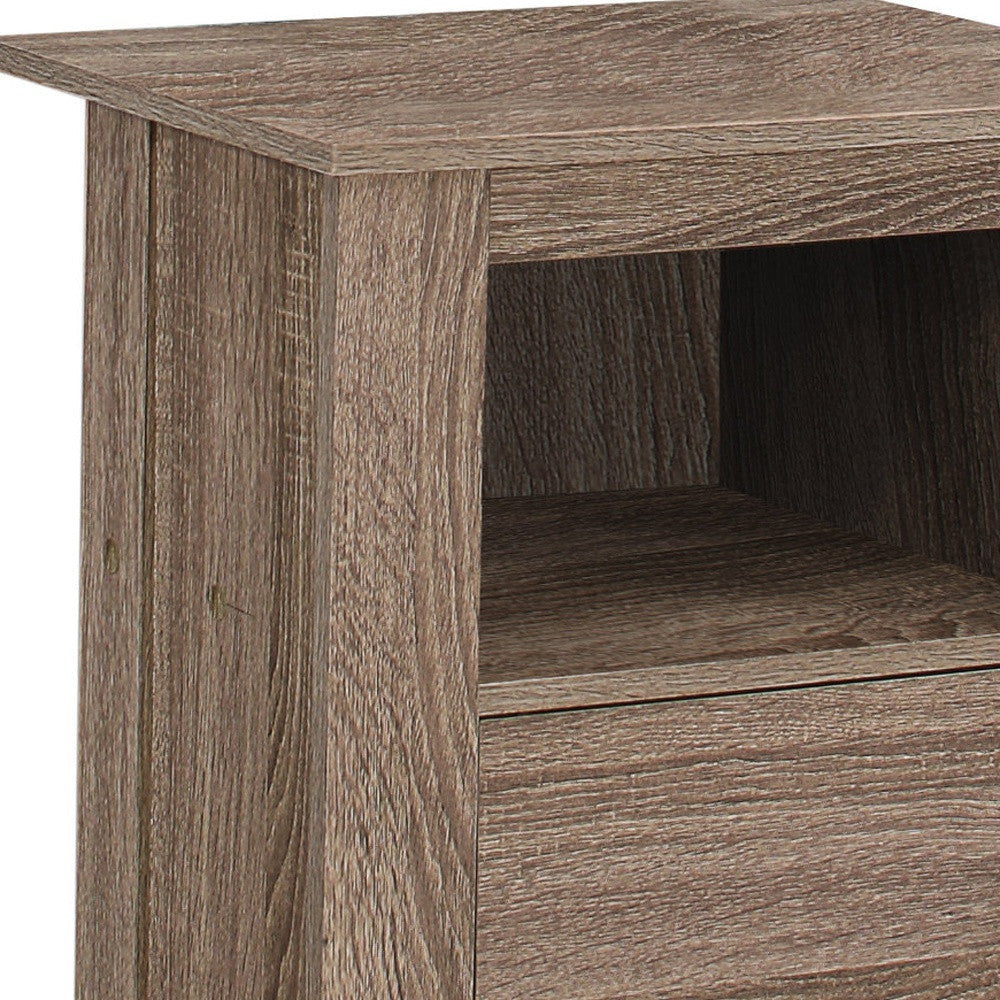 24" Deep Taupe Wood End Table With Shelf-2