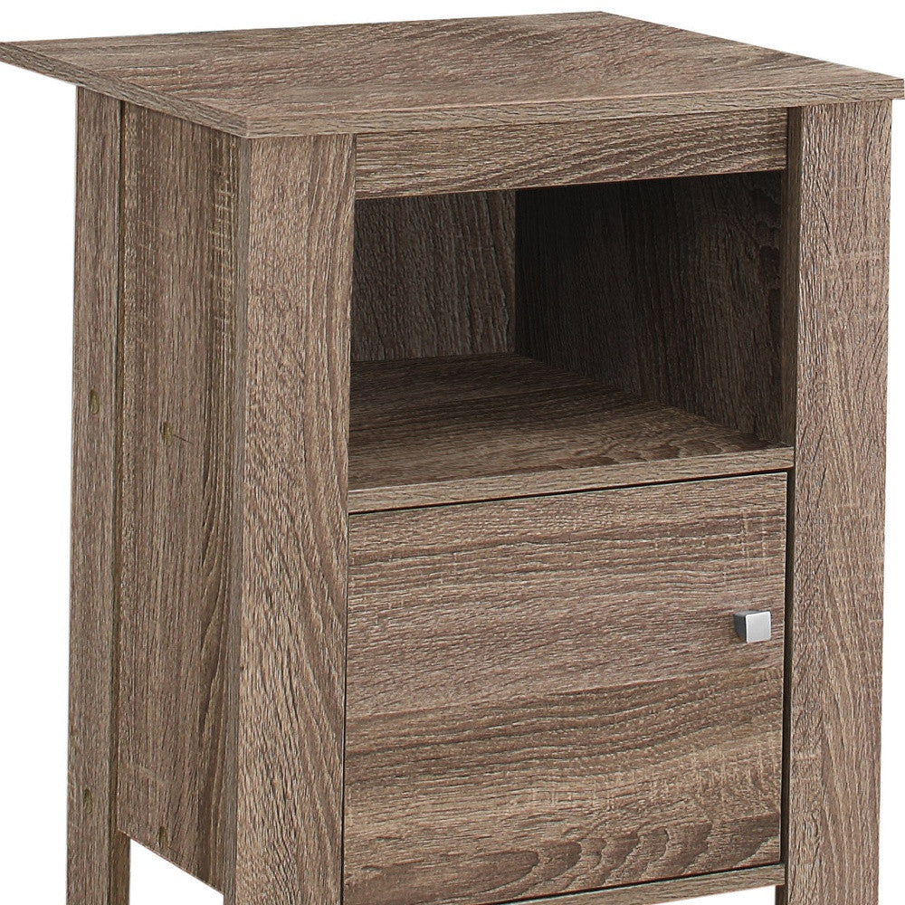 24" Deep Taupe Wood End Table With Shelf-3