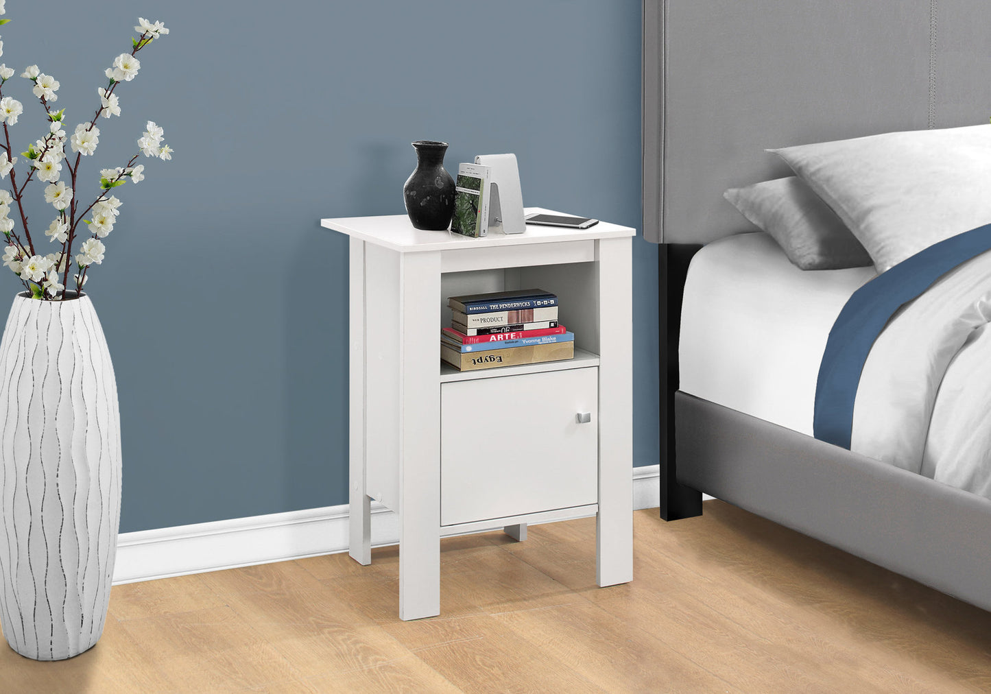 24" White Wood End Table With Shelf-5