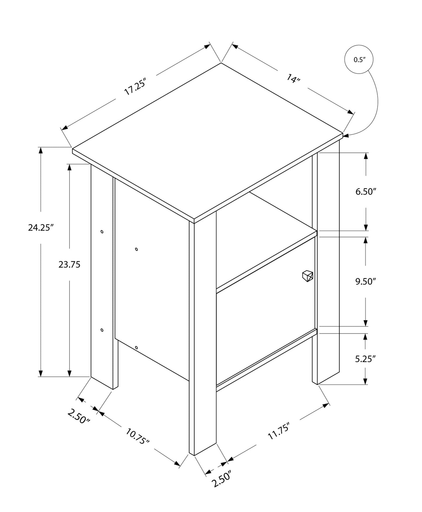 24" White Wood End Table With Shelf-6