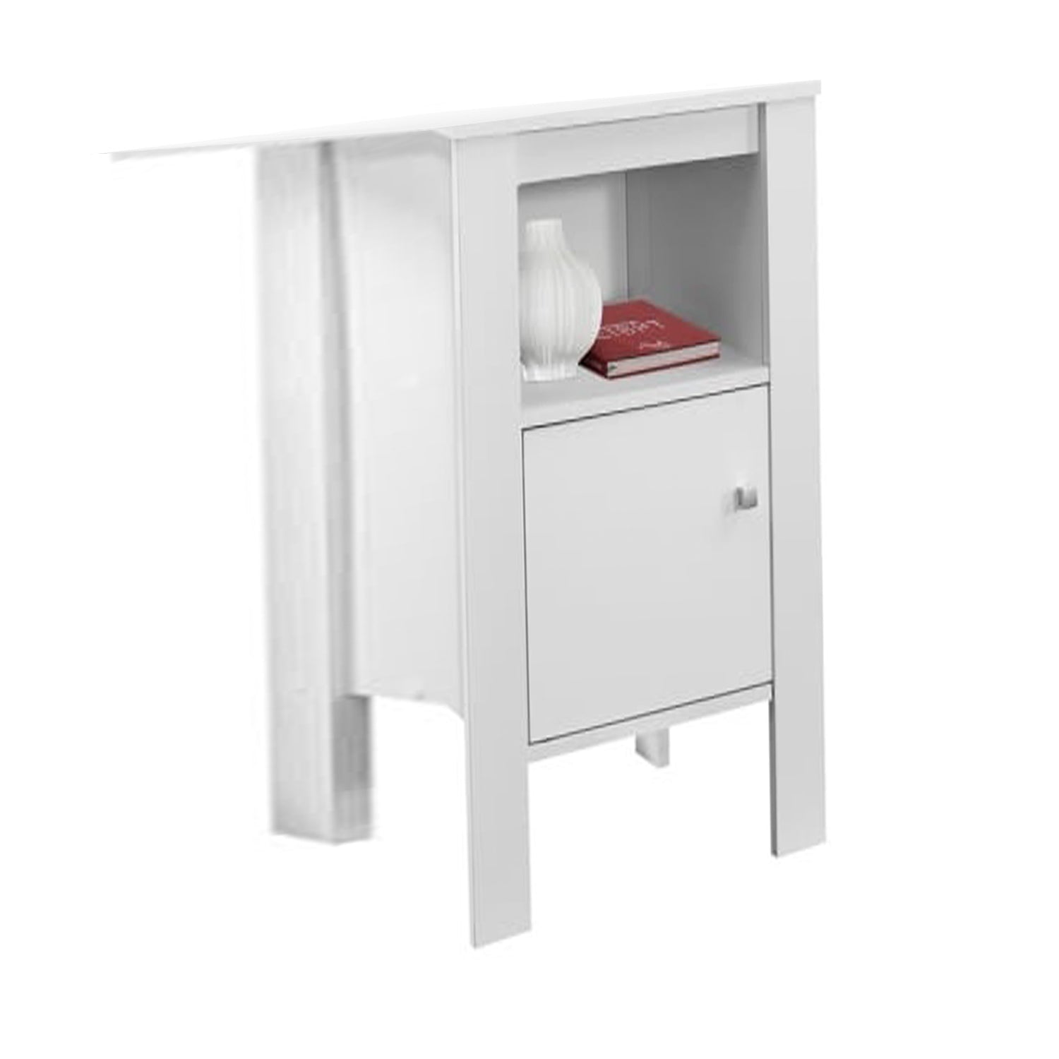 24" White Wood End Table With Shelf-2