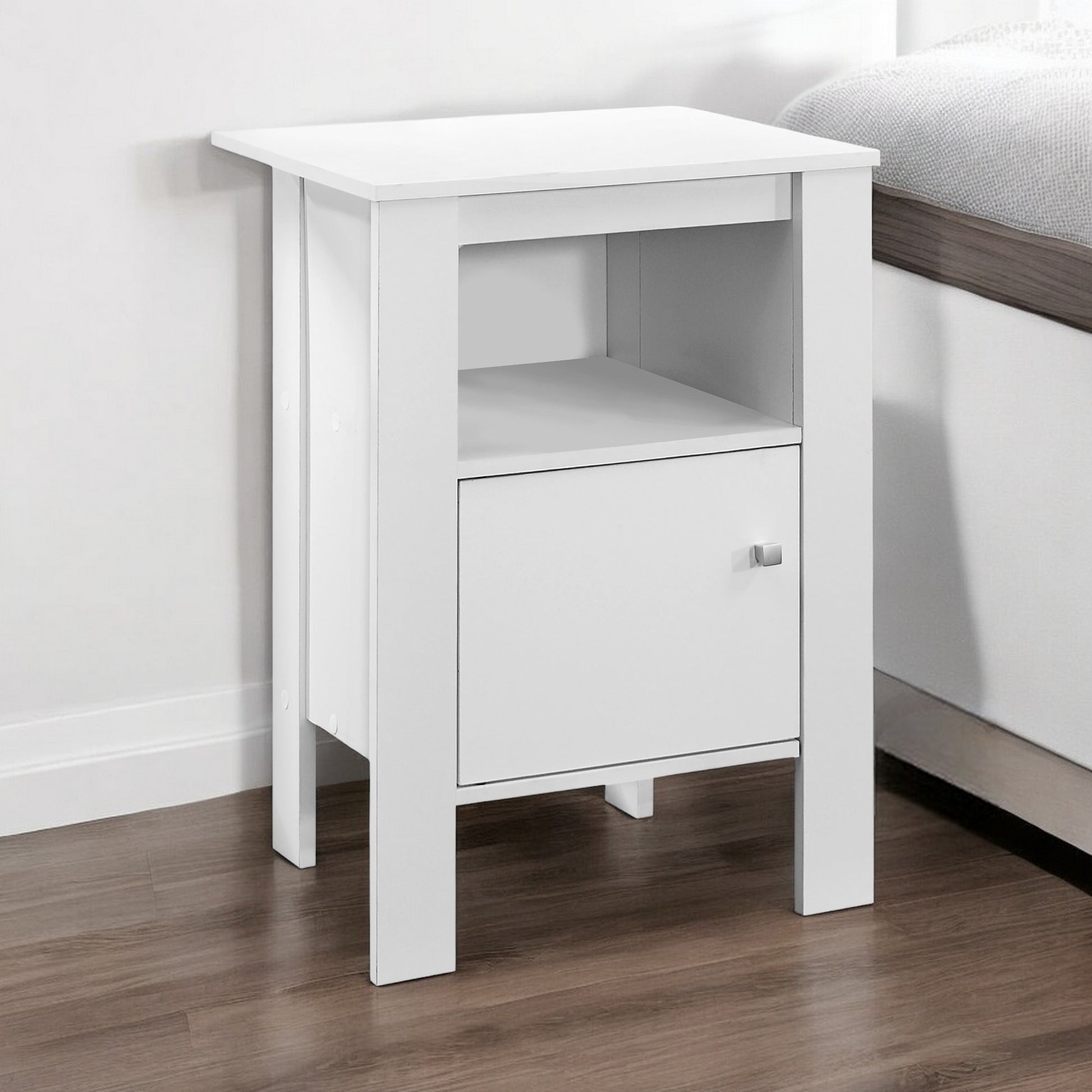 24" White Wood End Table With Shelf-1