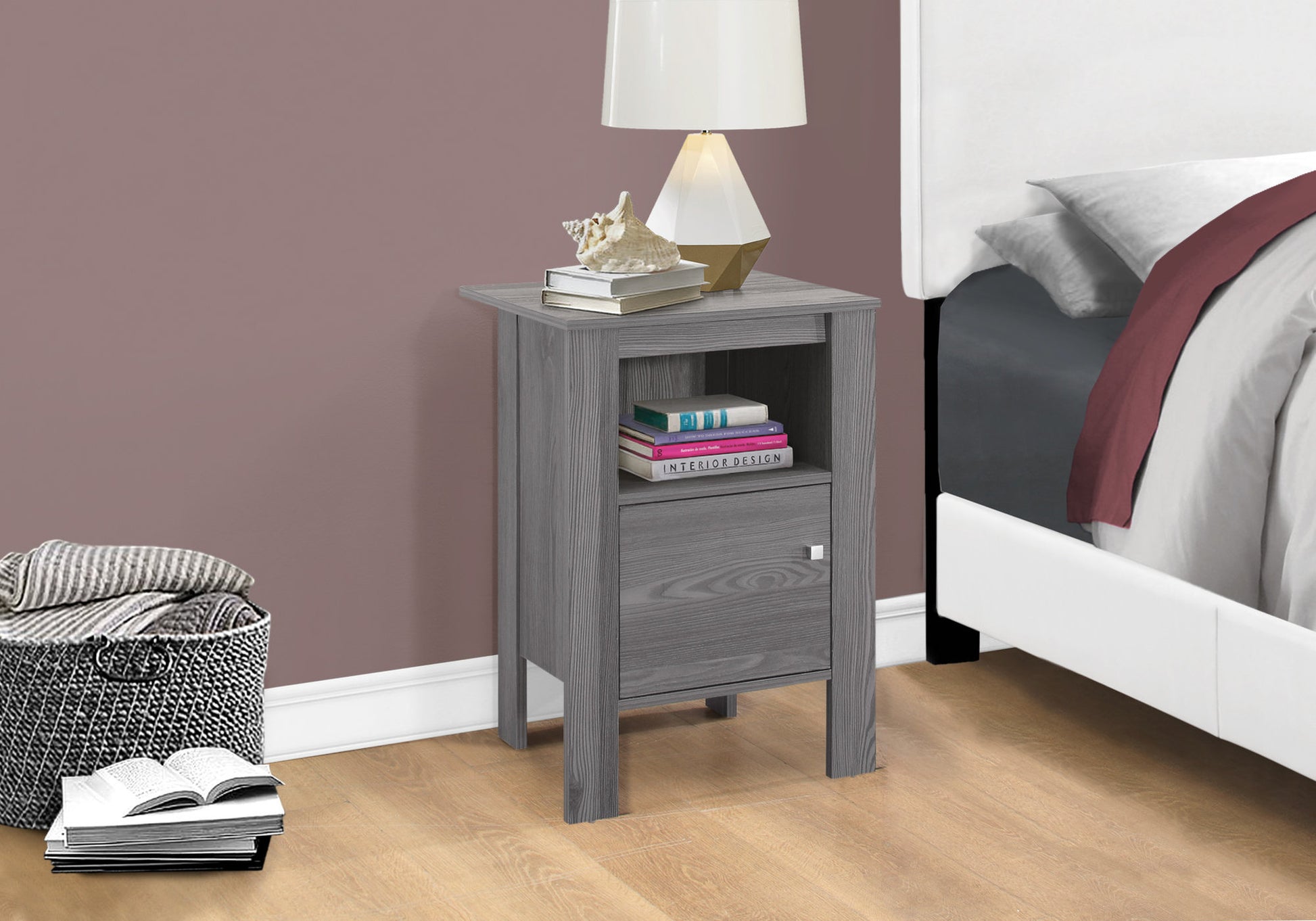 24" Gray Wood End Table With Shelf-5