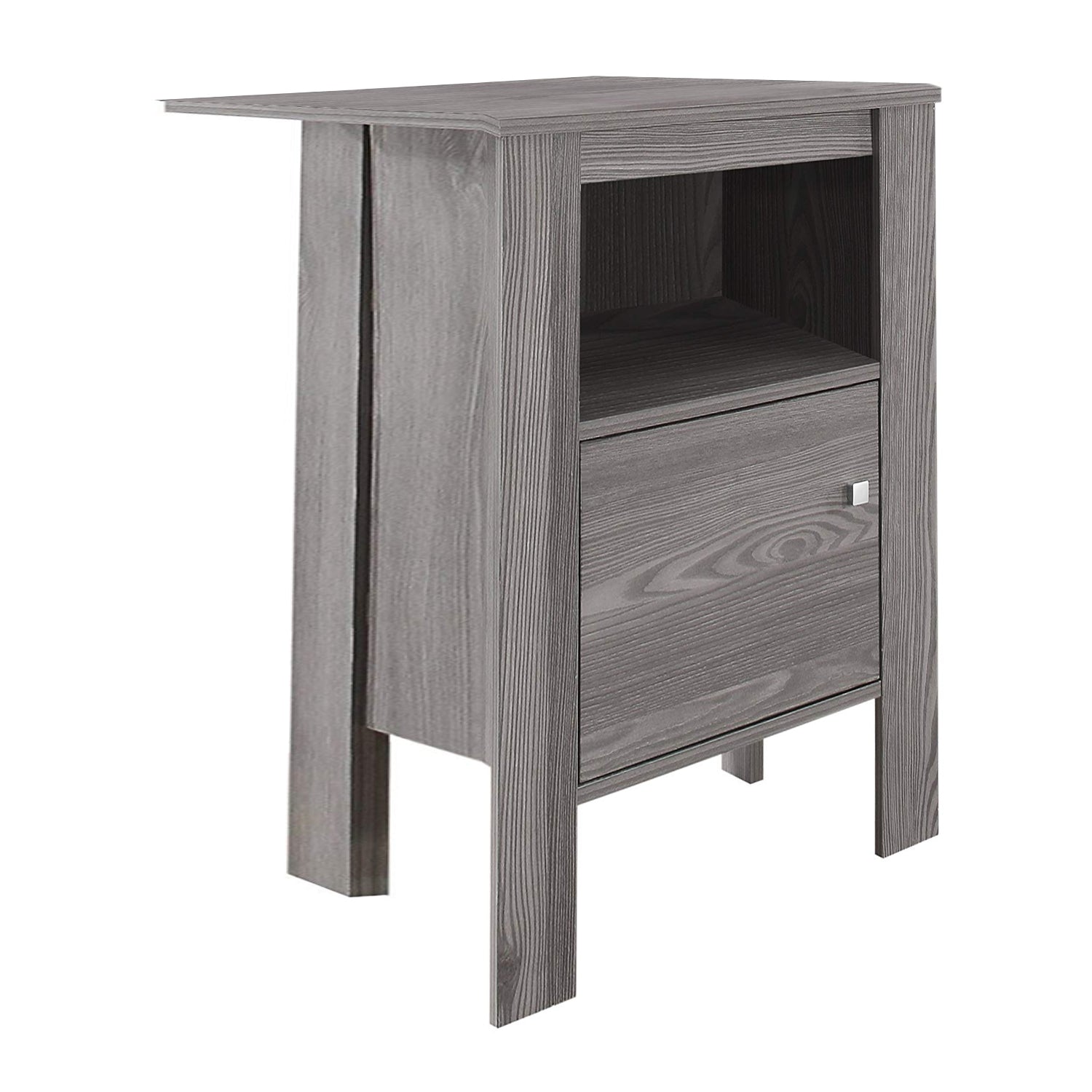 24" Gray Wood End Table With Shelf-2