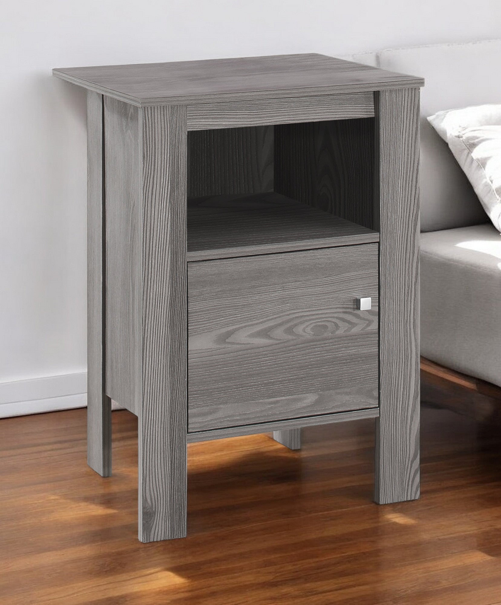 24" Gray Wood End Table With Shelf-1