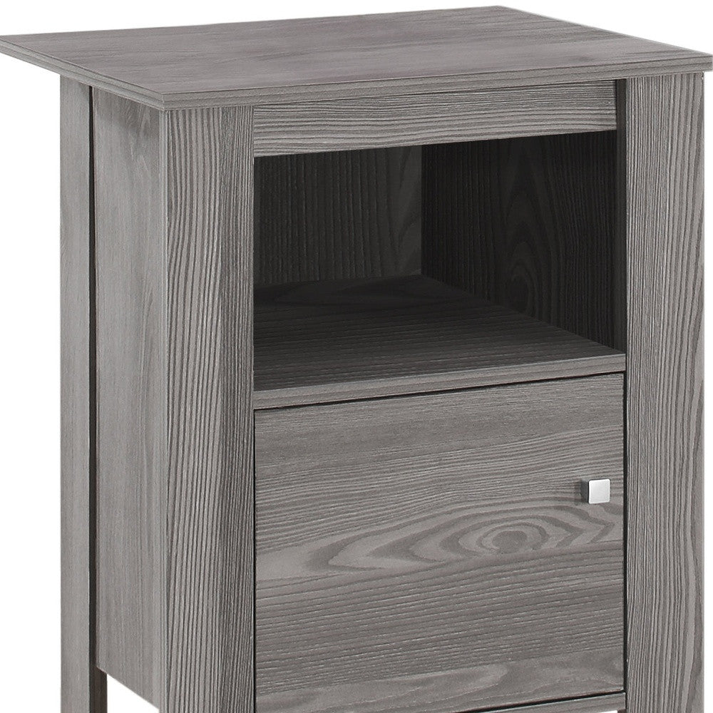 24" Gray Wood End Table With Shelf-4