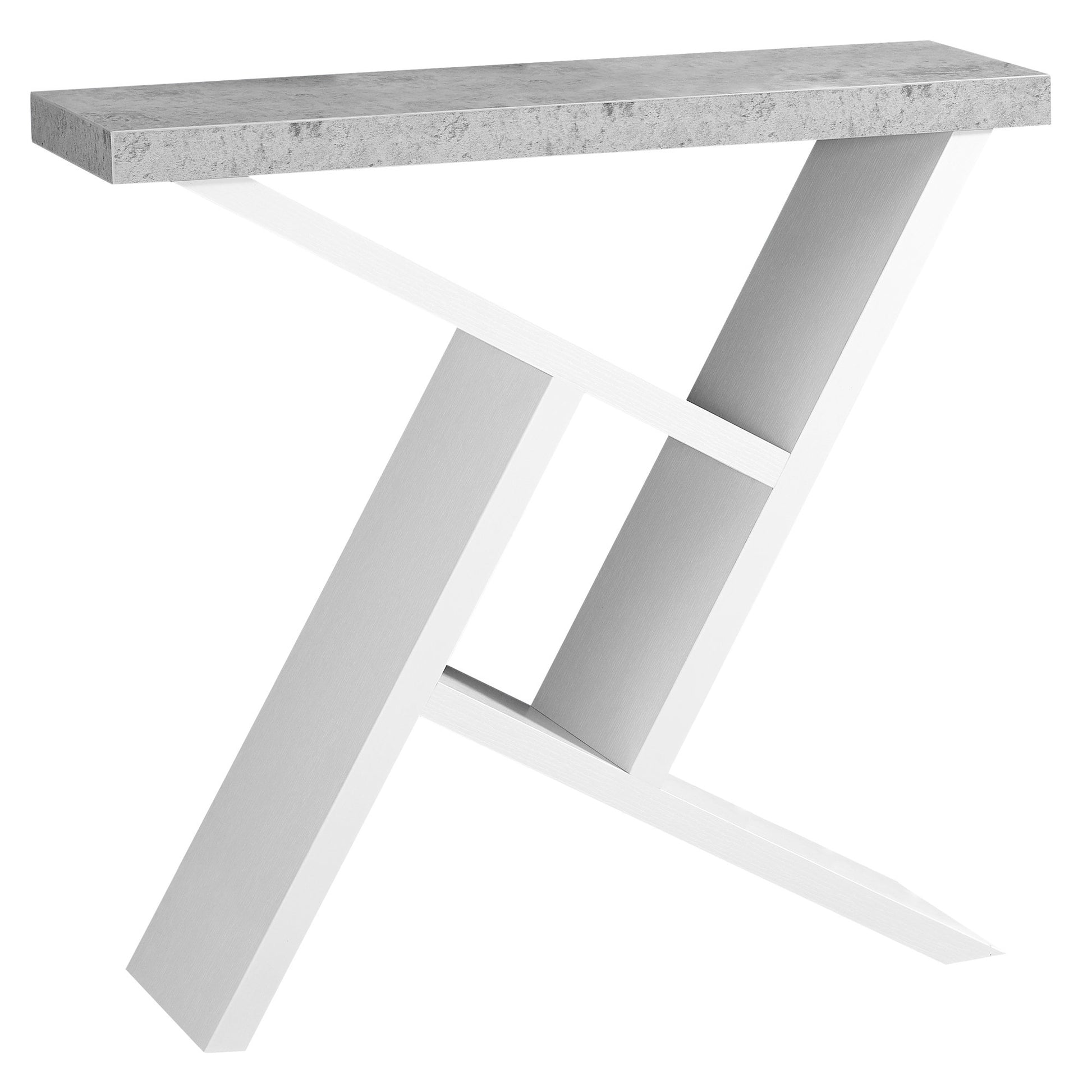 36" Gray and White Abstract Console Table With Shelves-0