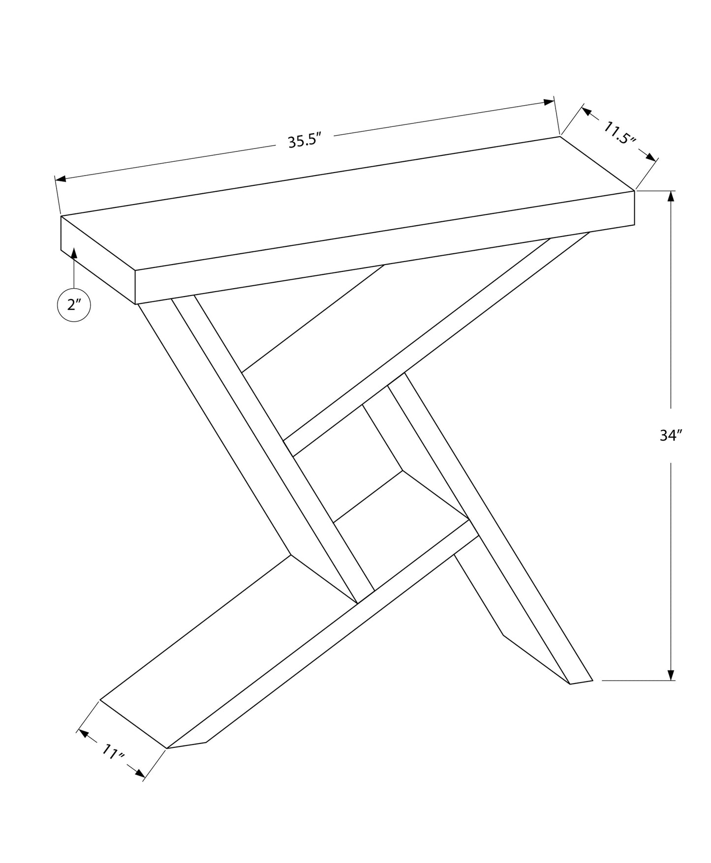 36" Gray and White Abstract Console Table With Shelves-3