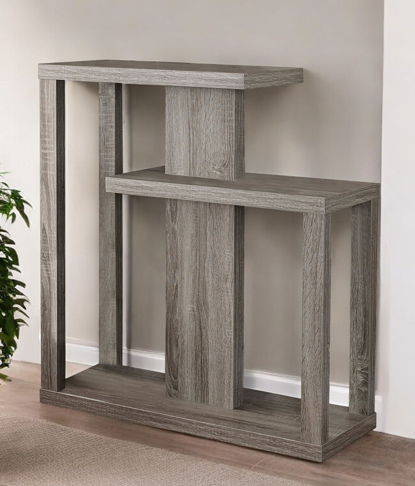 32" Taupe Free form Floor Shelf Console Table With Storage-1