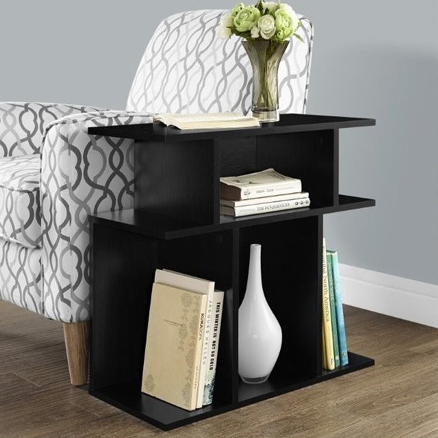 11.75" x 23.75" x 23.75" Black Particle Board Laminate  Accent Table-4