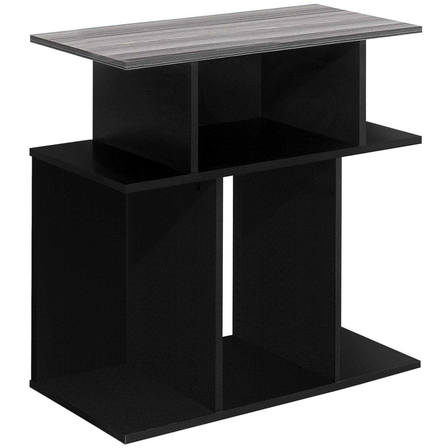 24" Black And Gray Wood End Table With 6-0