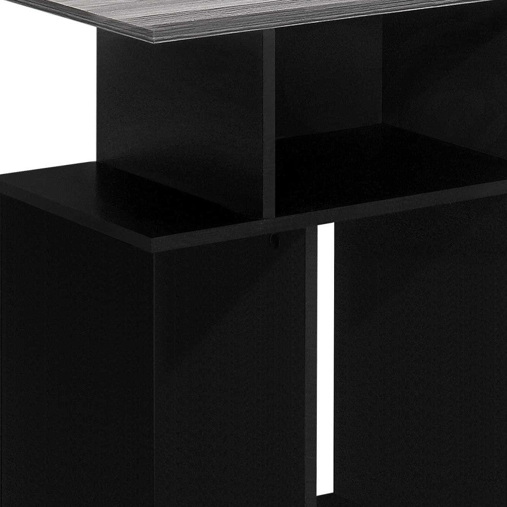 24" Black And Gray Wood End Table With 6-2