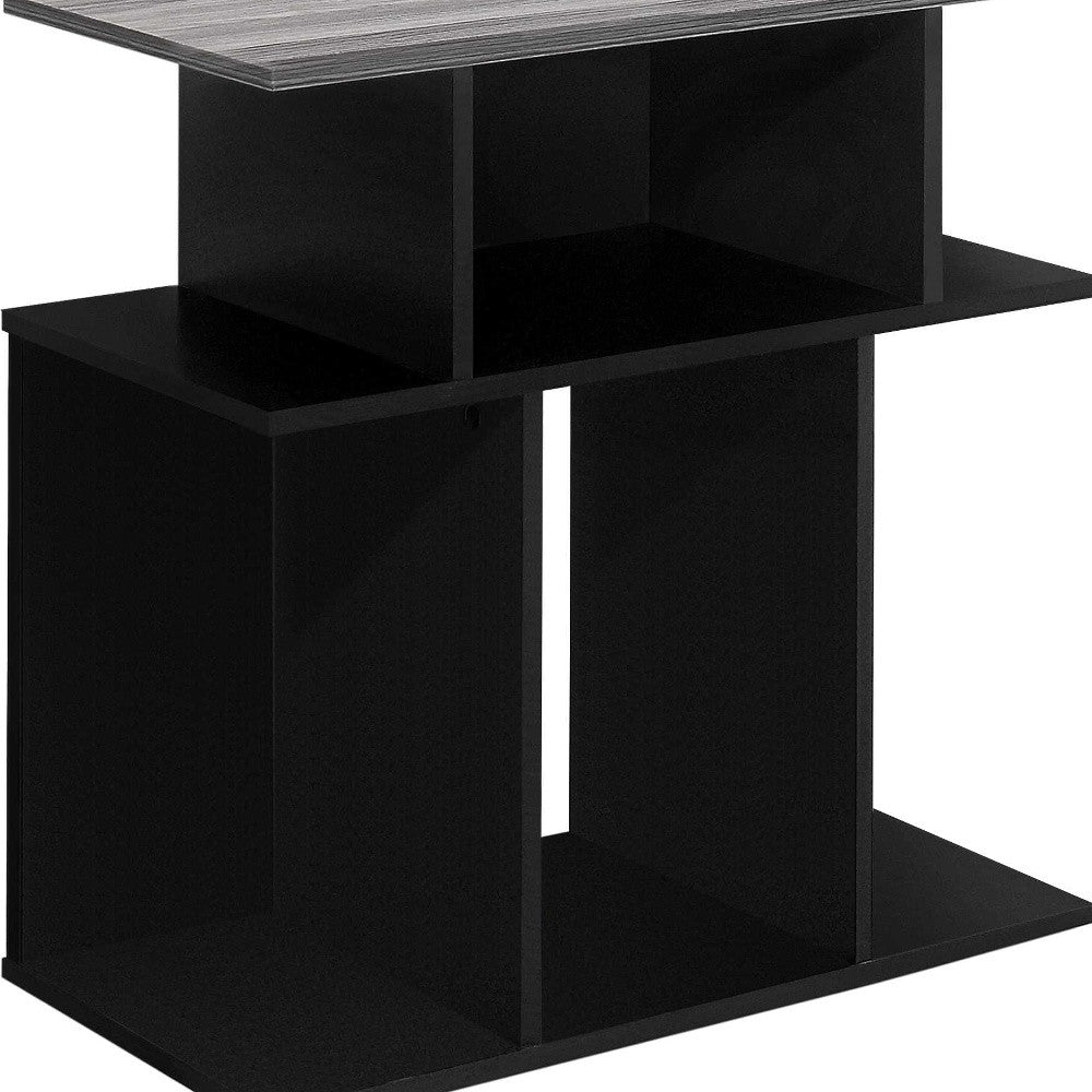 24" Black And Gray Wood End Table With 6-3