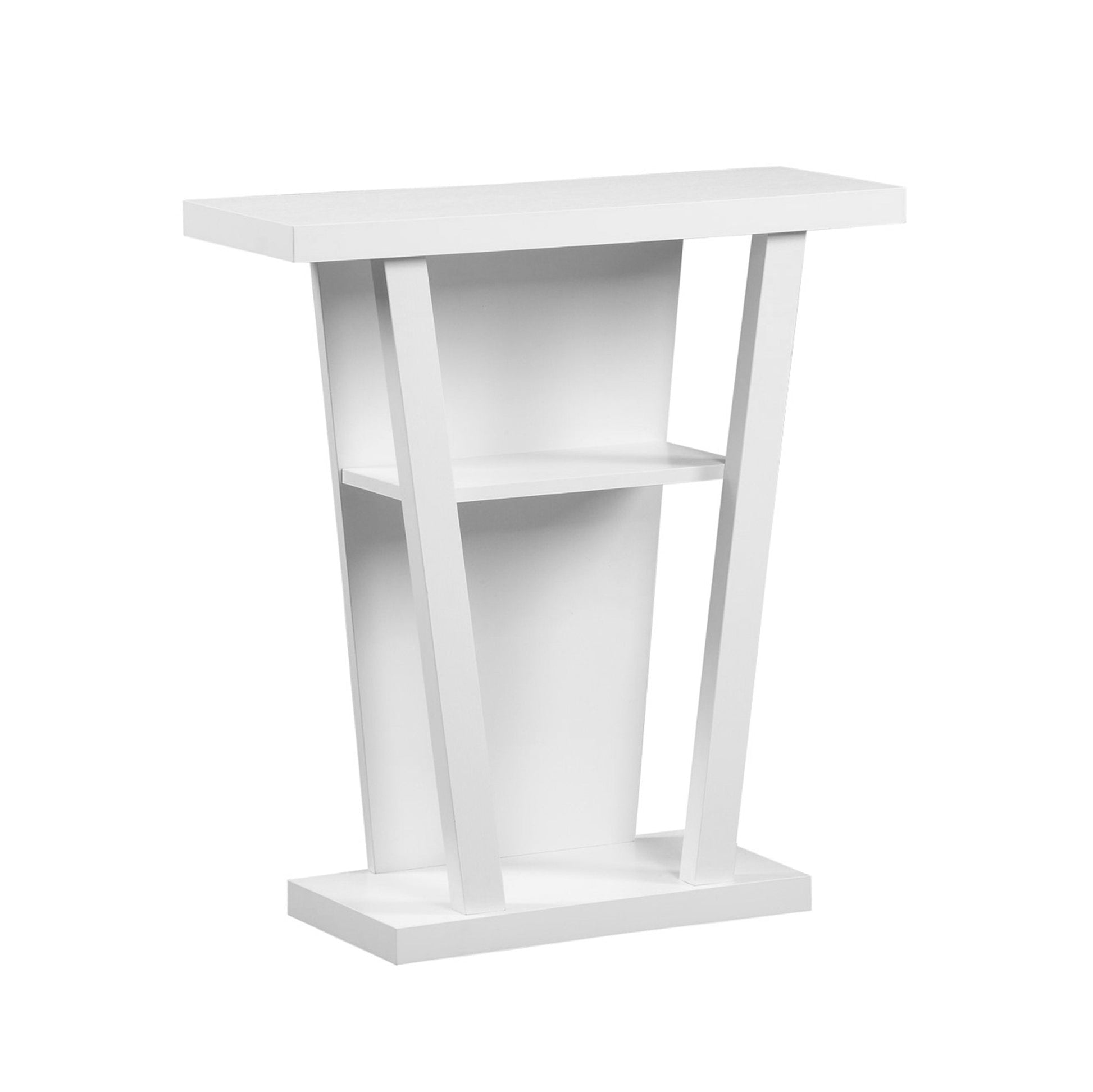 11.5" x 31.5" x 33.75" White Finish Hollow Core Accent Table-0