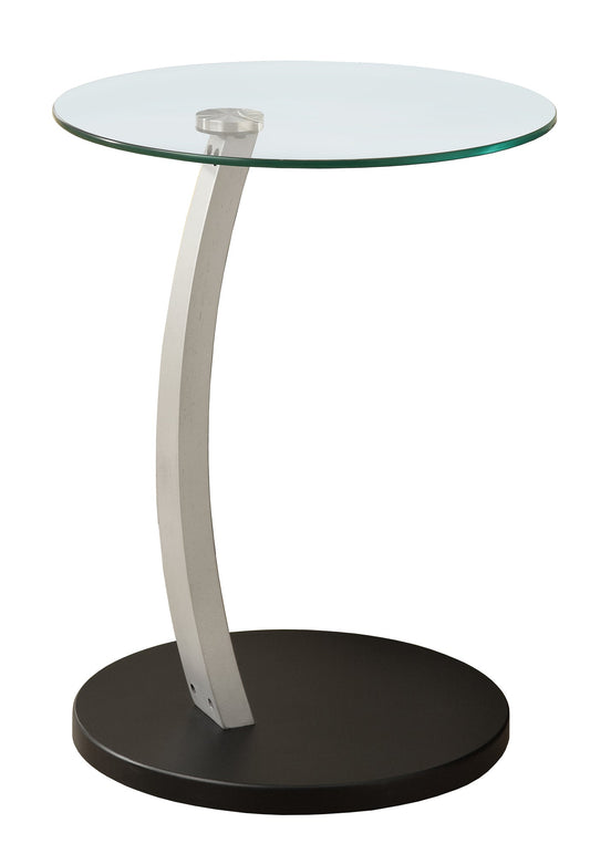 17.75" x 17.75" x 24" BlackSilver Particle Board Tempered Glass Accent Table-0