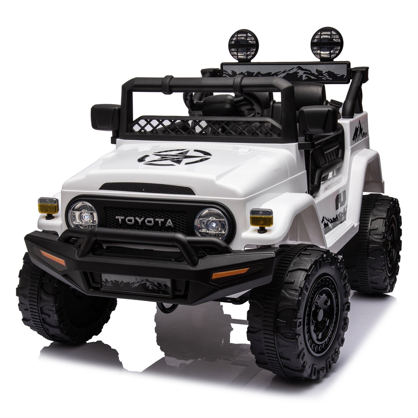 Licensed TOYOTA FJ Cruiser,12V Kids ride on car 2.4G W/Parents Remote Control,electric car for kids,Three speed adjustable,Power display, USB,MP3 ,Bluetooth,LED light,Three-point safety belt