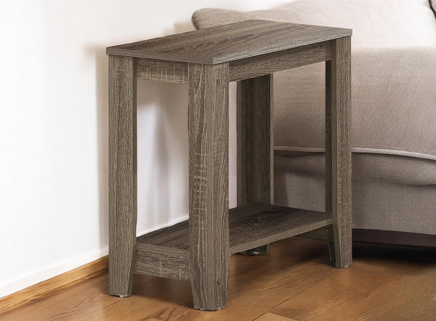 22" Deep Taupe End Table With Shelf-1