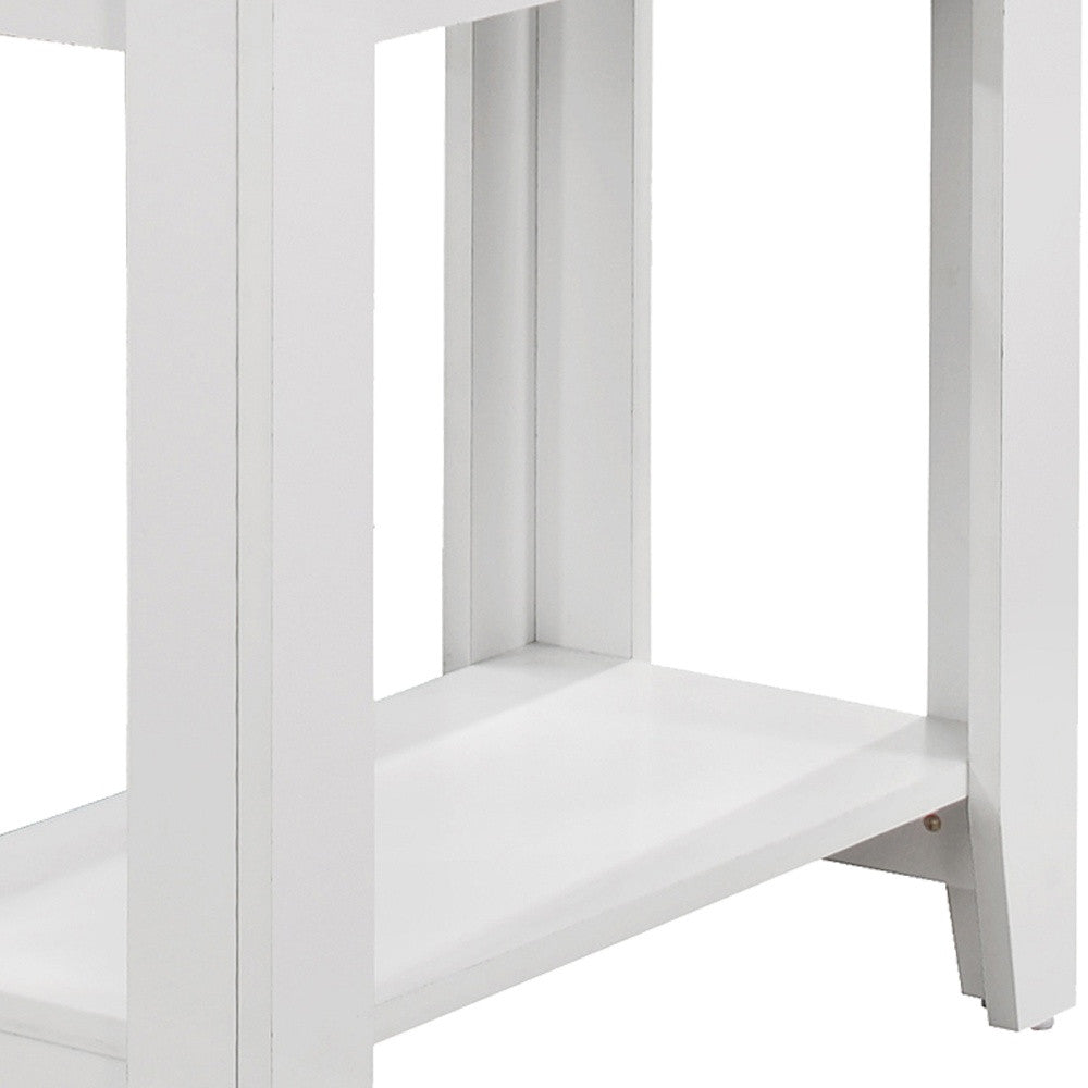 22" White Wood End Table With Shelf-2