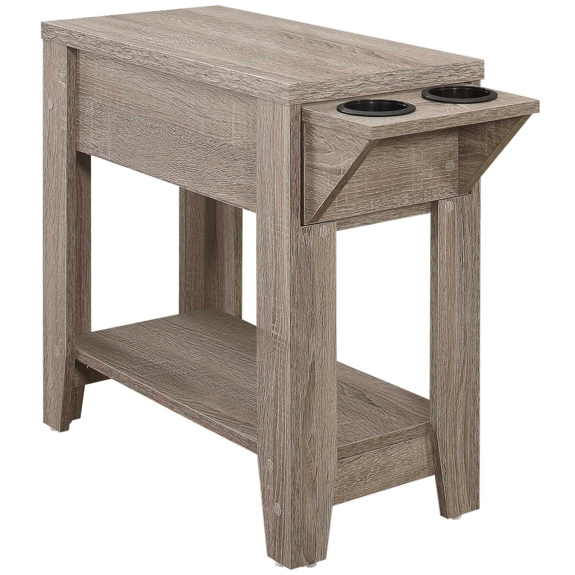 23" Taupe Wood End Table With Shelf-0