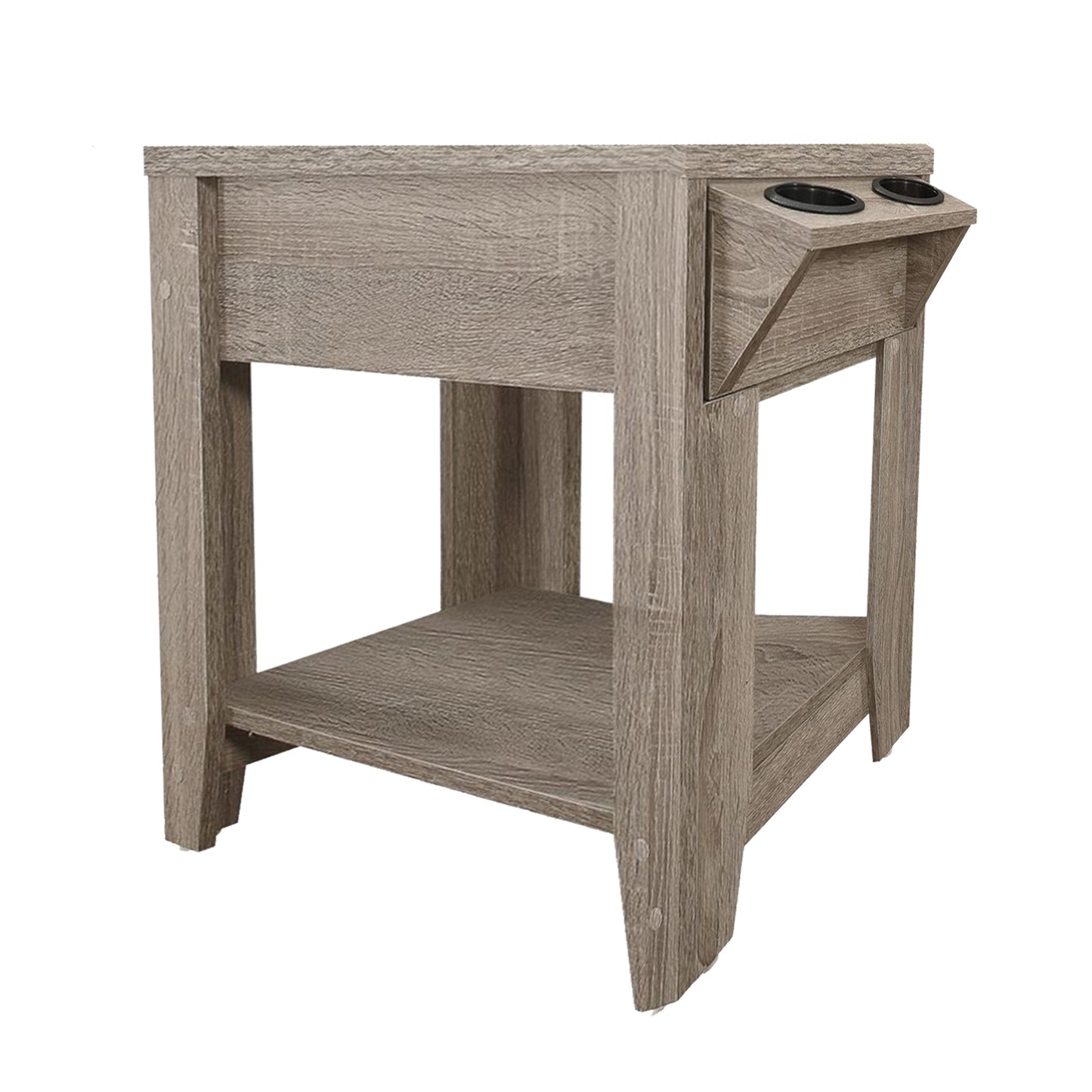 23" Taupe Wood End Table With Shelf-2