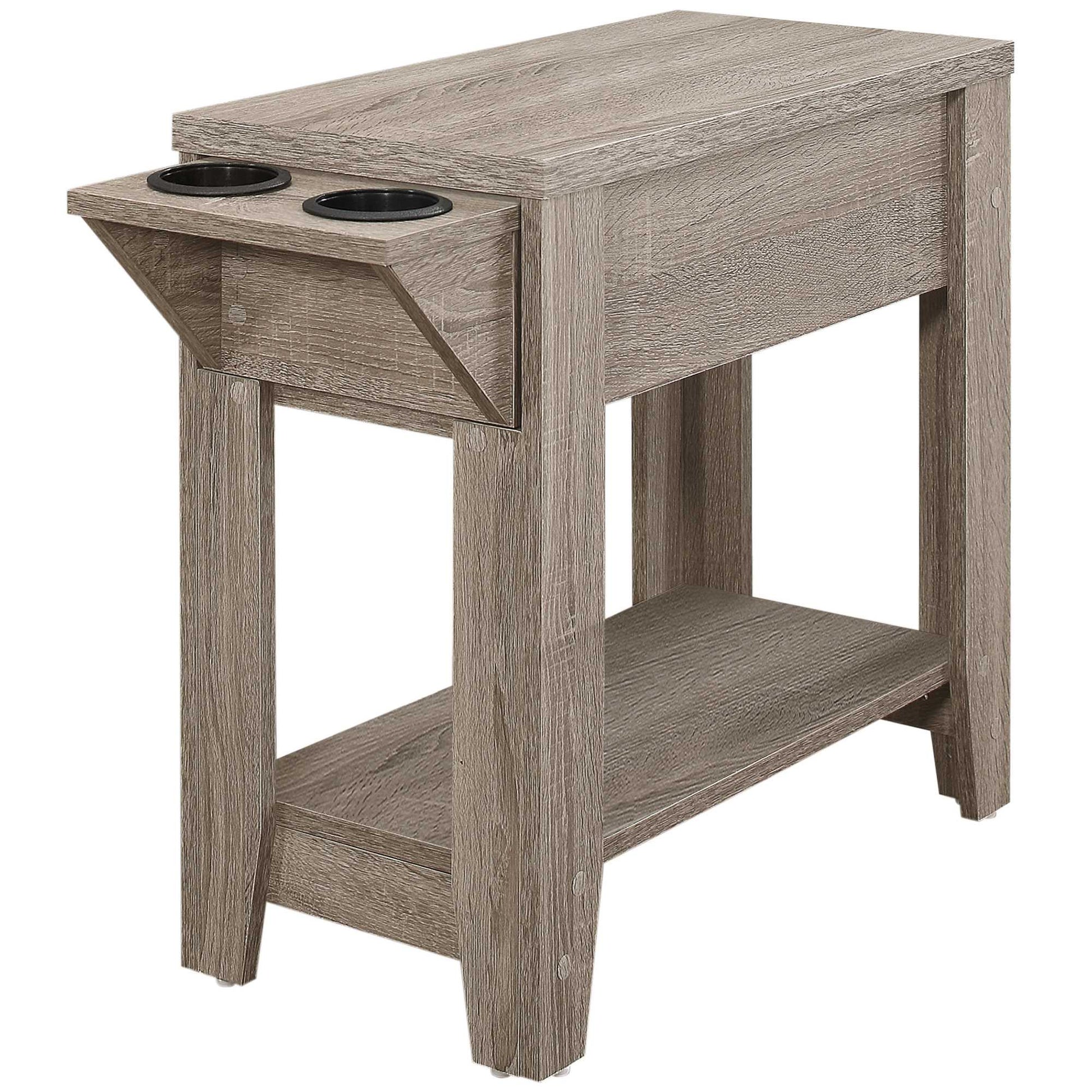 23" Taupe Wood End Table With Shelf-3